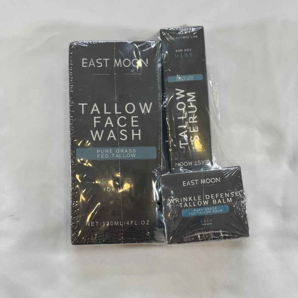 East Moon Tallow Face Wash, Tallow Serum, Wrinkle Defense Tallow Balm - Trio Pk